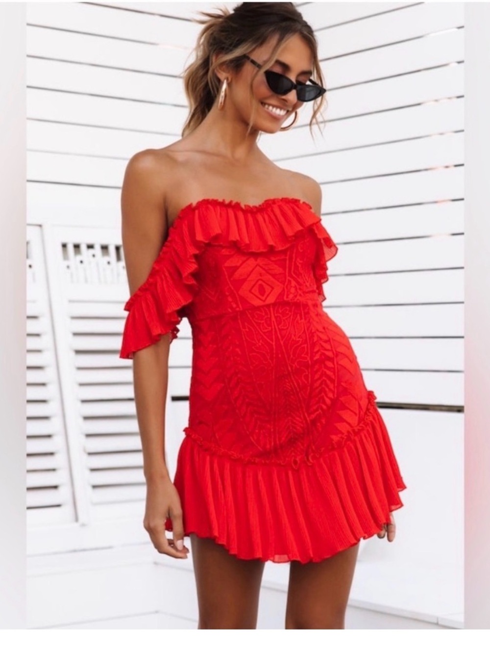 Elegant Red Ruffled Dress